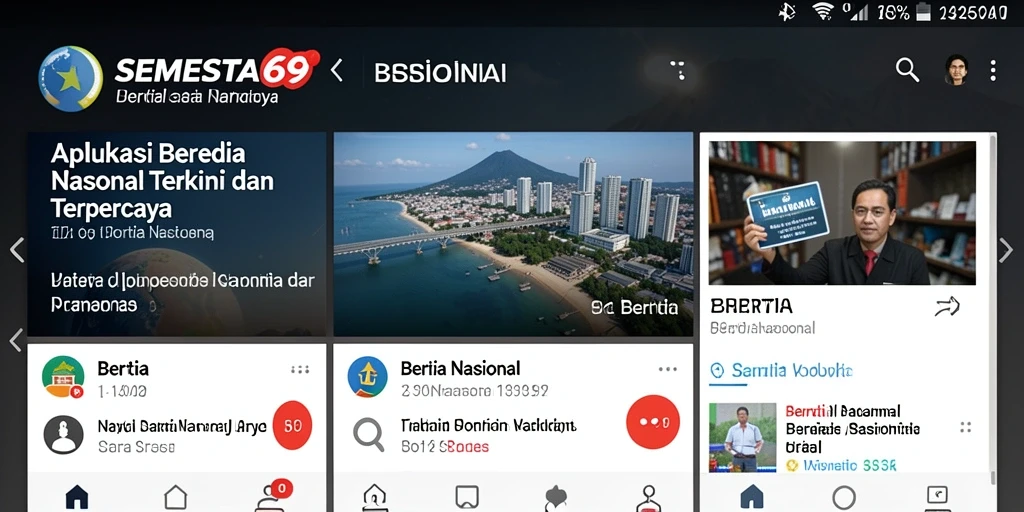 Antarmuka aplikasi SEMESTA69 menampilkan berita nasional terbaru dan terpercaya.